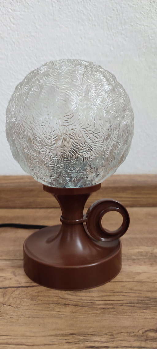 Space Age Table Lamp Glass Frosted Spherical