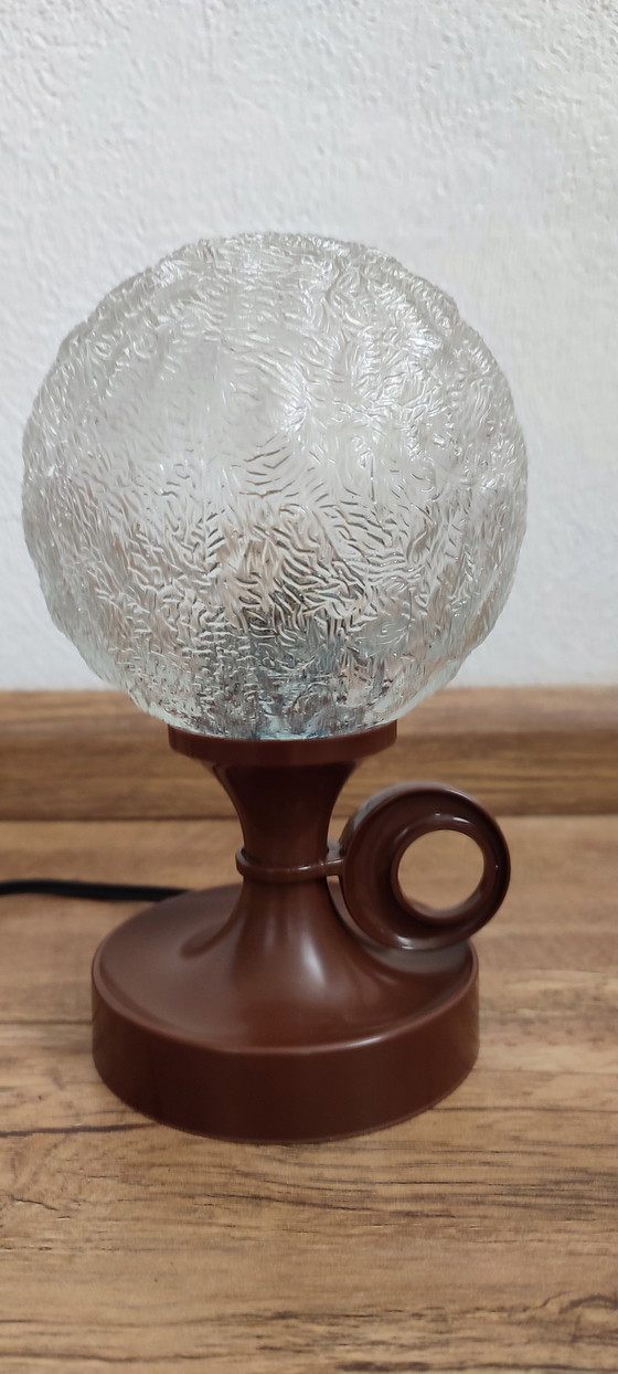 Image 1 of Space Age Table Lamp Glass Frosted Spherical