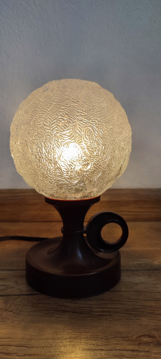 Image 1 of Space Age Table Lamp Glass Frosted Spherical