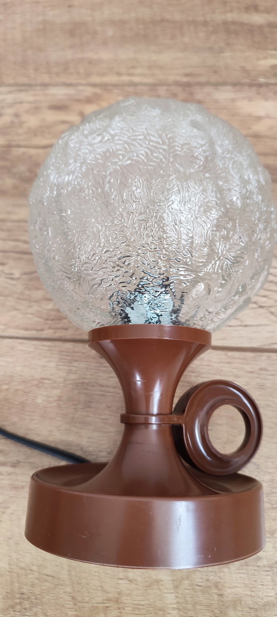 Image 1 of Space Age Table Lamp Glass Frosted Spherical