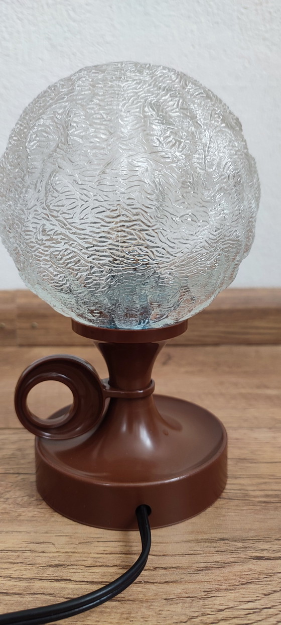 Image 1 of Space Age Table Lamp Glass Frosted Spherical