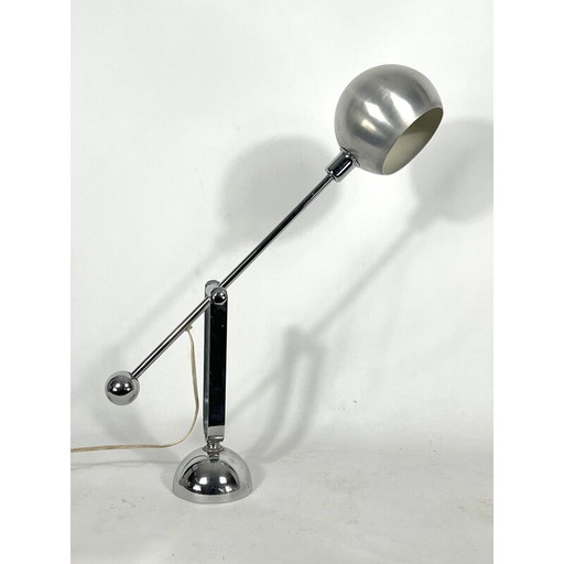 Vintage table lamp in chrome and aluminum, Italy 1970