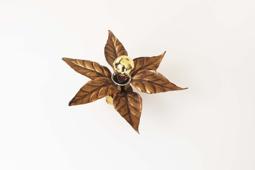 1X Vintage Hollywood Regency Brass Flower Wall Light 