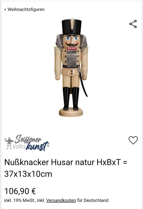 Image 1 of Nutcracker Husar Seiffen Ore Mountains