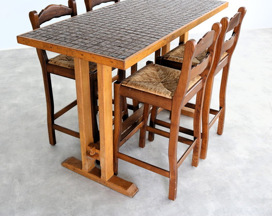 Image 1 of Table de bar vintage avec 4 chaises