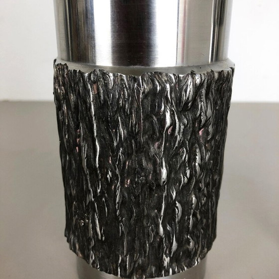 Image 1 of Coppia di vasi brutalisti vintage in acciaio, Germania 1970