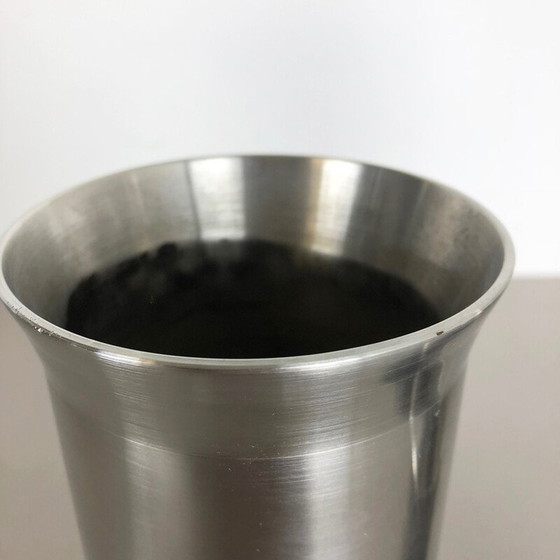 Image 1 of Coppia di vasi brutalisti vintage in acciaio, Germania 1970