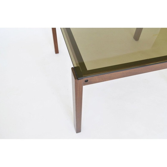 Image 1 of Vintage teak and smoked glass coffee table, Denmark 1960