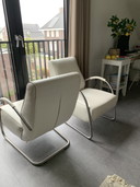 2 Cream White Leather Jess Design Armchairs