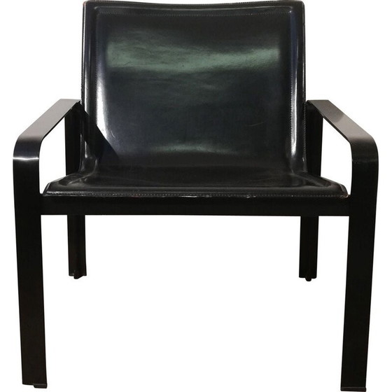 Image 1 of Vintage black leather armchair