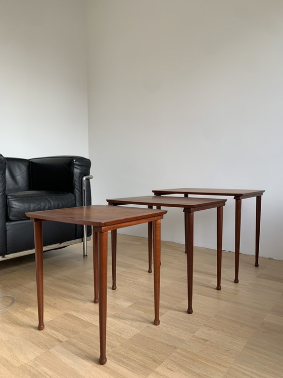 Image 1 of 3x Danish Teak Nesting Tables