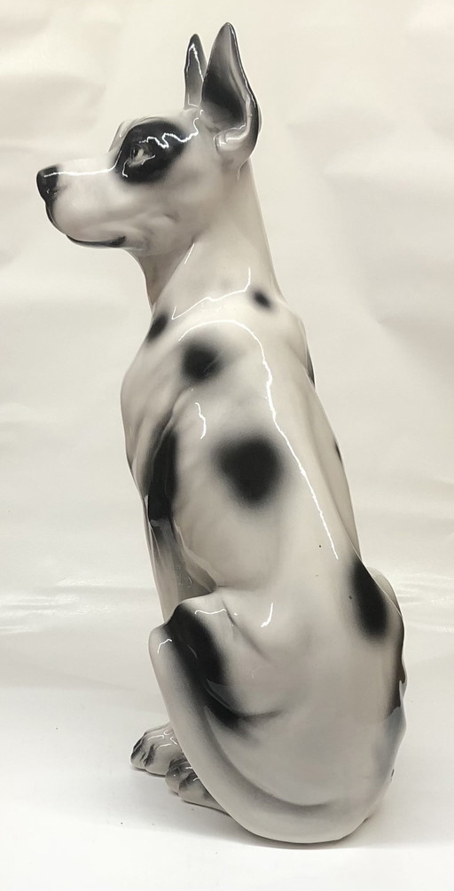 Ceramic black spotted white dog