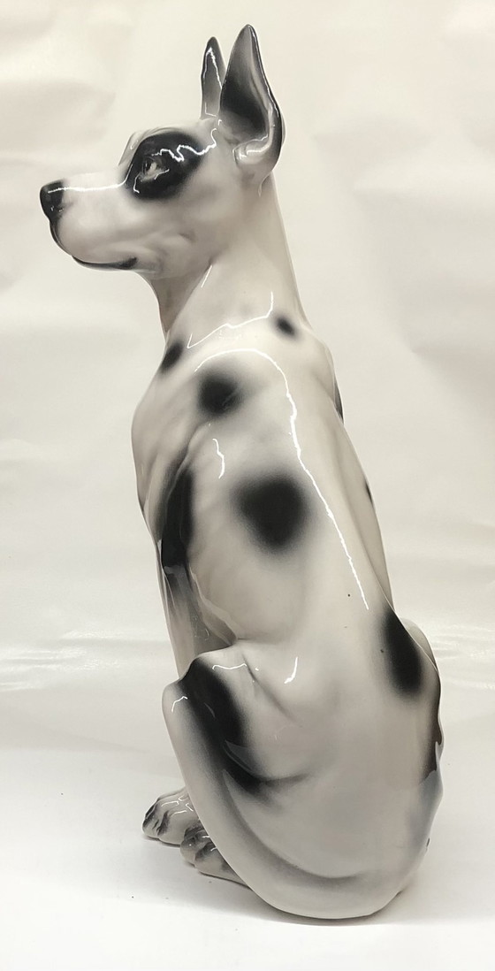 Image 1 of Ceramic black spotted white dog