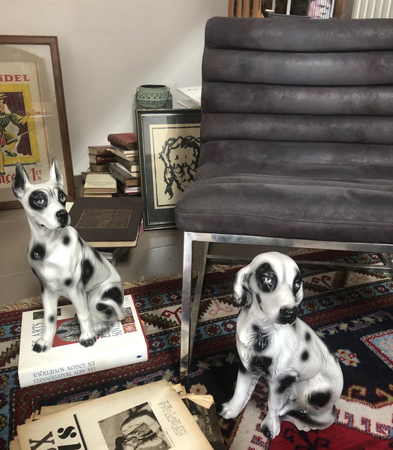 Image 1 of Ceramic black spotted white dog