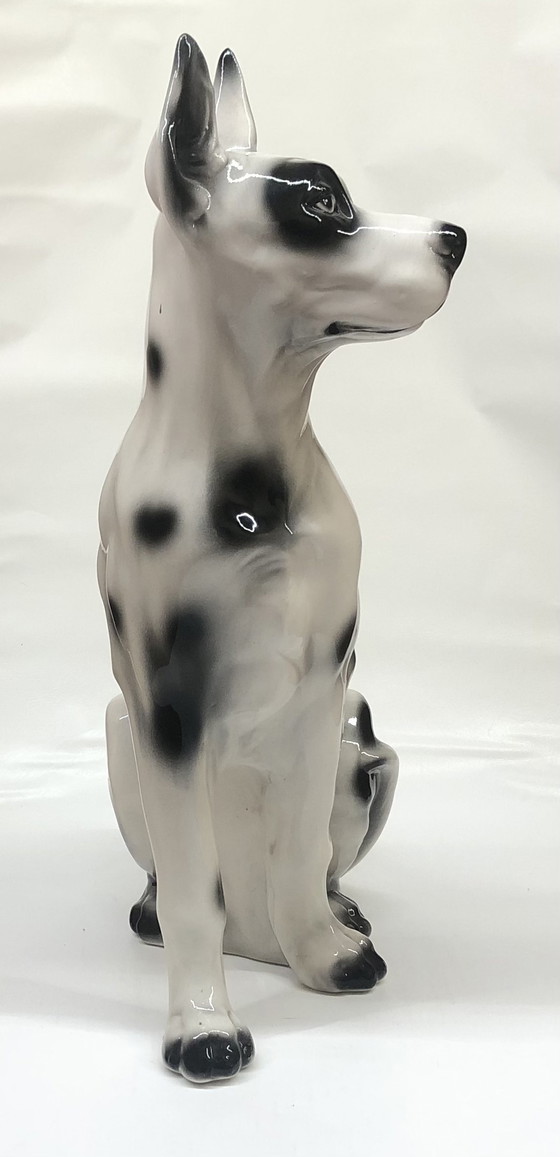 Image 1 of Ceramic black spotted white dog