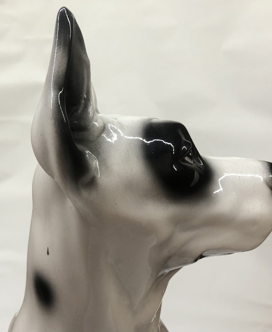 Image 1 of Ceramic black spotted white dog