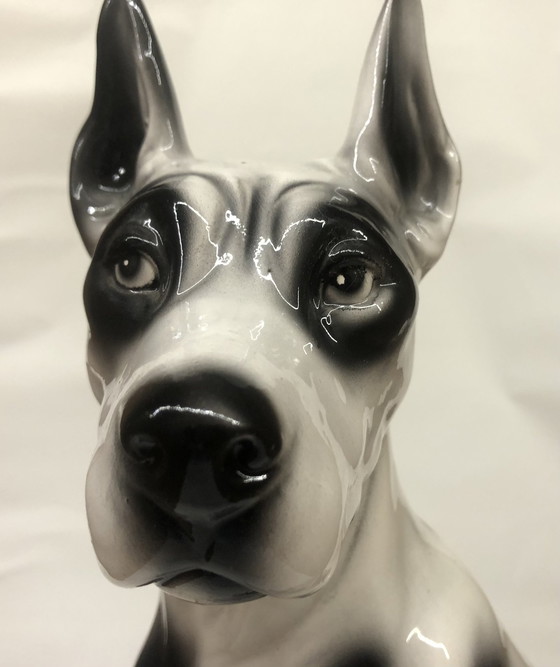 Image 1 of Ceramic black spotted white dog