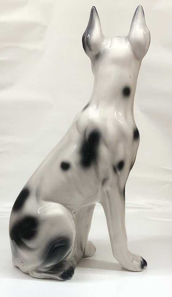 Image 1 of Ceramic black spotted white dog