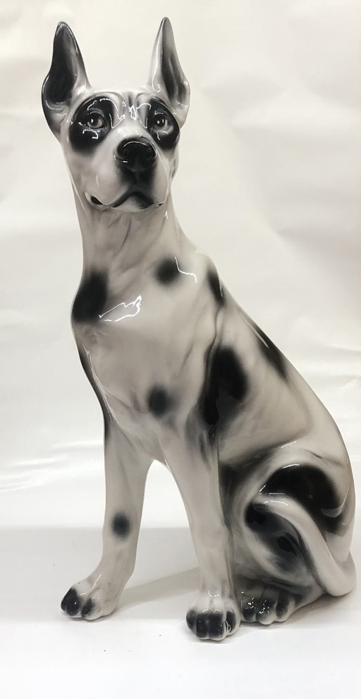 Ceramic black spotted white dog