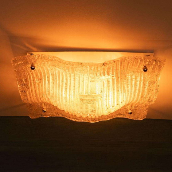 Image 1 of Lampada da soffitto in vetro curvo in stile spaziale, lampada da parete in vetro vintage