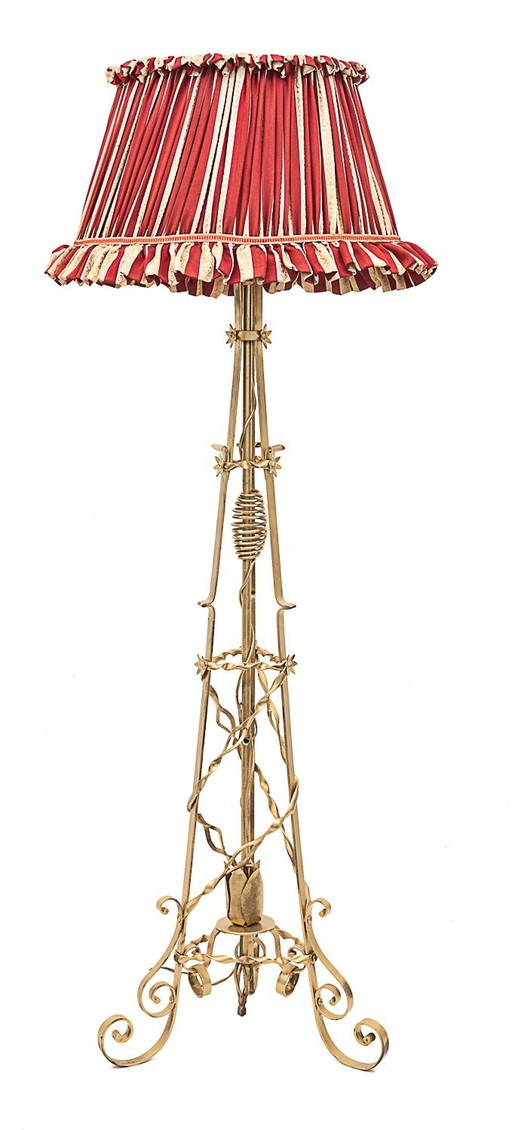 Wrought iron floor lamp, Merceris, 1950