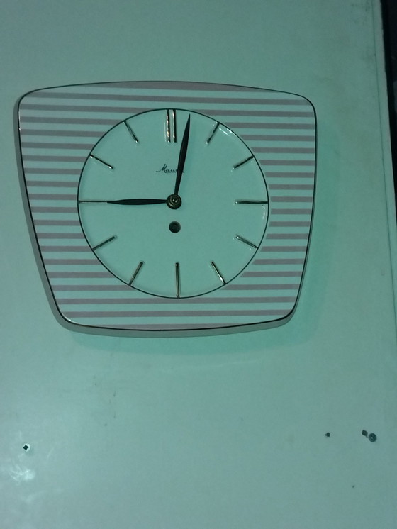 Image 1 of Watch Design Mauthe Ceramic Wall Clock 1950s