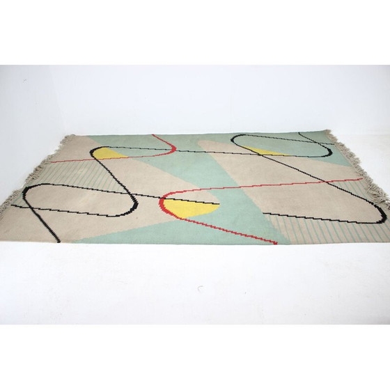 Image 1 of Vintage geometric carpet in wool 1950s