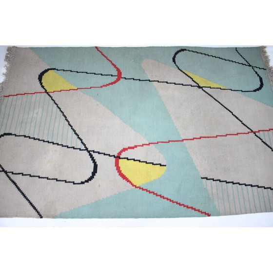 Image 1 of Vintage geometric carpet in wool 1950s