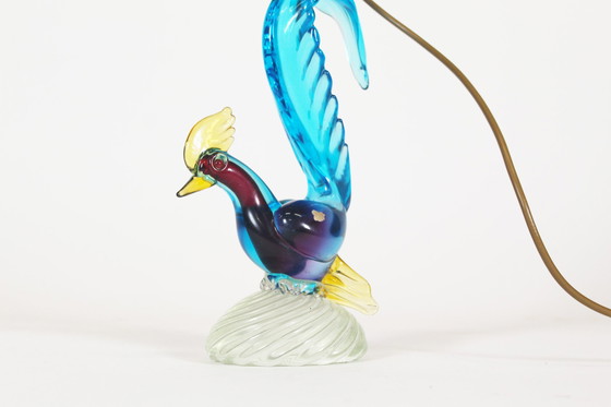 Image 1 of 1X Hand Made Murano Glass Pheasant Table Lamp