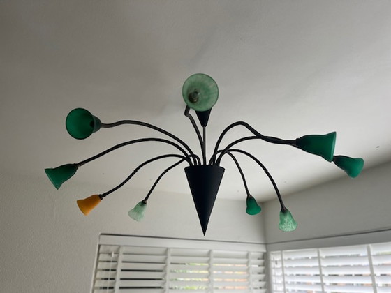 Image 1 of Chandelier with hand-blown lampshades