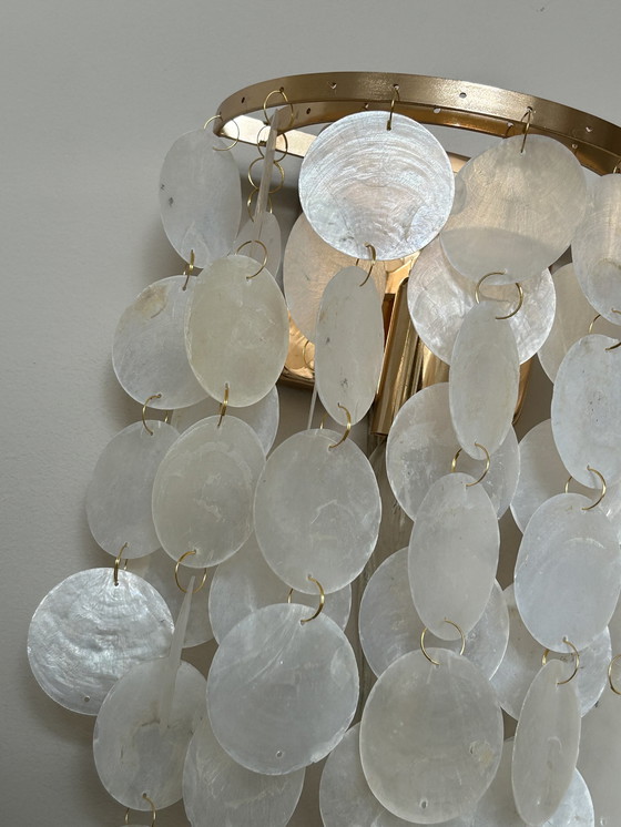 Image 1 of Wall lamp capiz shell lamp opaline gold frame