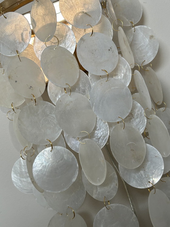 Image 1 of Wall lamp capiz shell lamp opaline gold frame