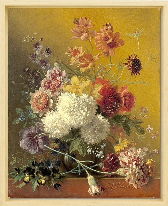 Image 1 of Johannes Van Os ---Still Life With Flowers (Framed)