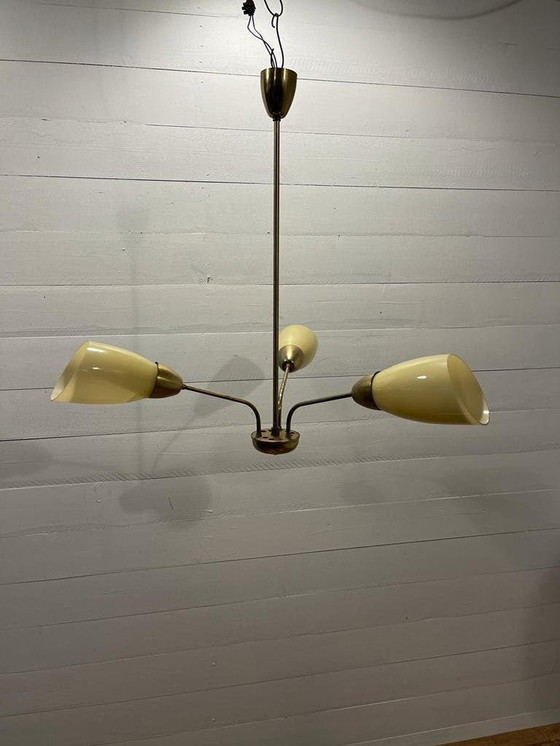 Image 1 of Beautiful Sputnik chandelier - brass/milk glass