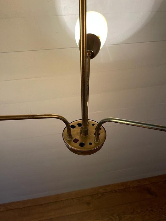 Image 1 of Beautiful Sputnik chandelier - brass/milk glass