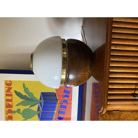 Image 1 of Vintage table lamp in wood and opaline glass by Luigi Caccia Dominioni, Italy 1970
