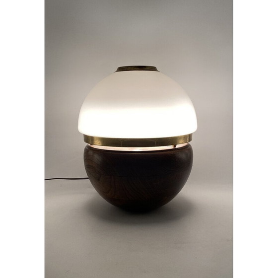 Image 1 of Vintage table lamp in wood and opaline glass by Luigi Caccia Dominioni, Italy 1970