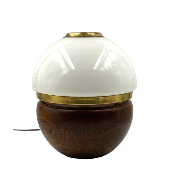 Image 1 of Vintage table lamp in wood and opaline glass by Luigi Caccia Dominioni, Italy 1970