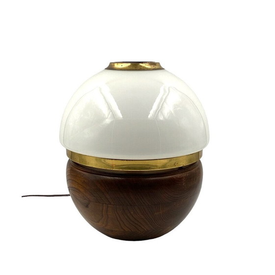 Image 1 of Vintage table lamp in wood and opaline glass by Luigi Caccia Dominioni, Italy 1970