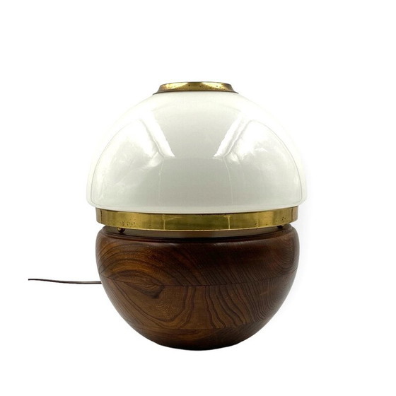 Image 1 of Vintage table lamp in wood and opaline glass by Luigi Caccia Dominioni, Italy 1970