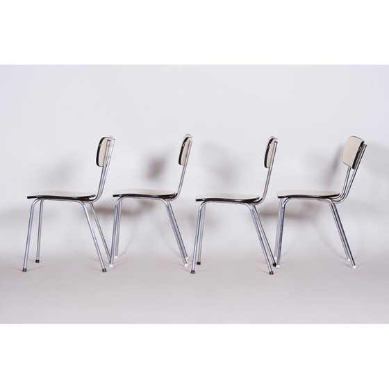 Image 1 of Set of 4 mid century chairs in formica and chrome, 1960s