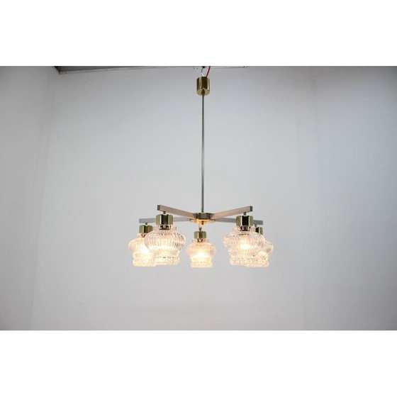 Image 1 of Lampadario in vetro vintage di Kamenicky Senov, Cecoslovacchia 1970