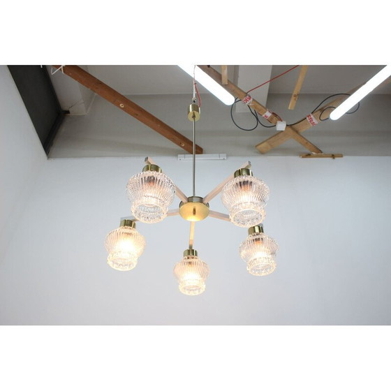 Image 1 of Lampadario in vetro vintage di Kamenicky Senov, Cecoslovacchia 1970