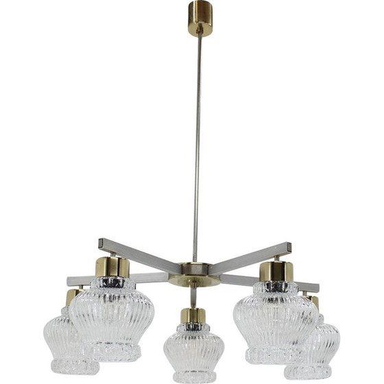 Image 1 of Lampadario in vetro vintage di Kamenicky Senov, Cecoslovacchia 1970