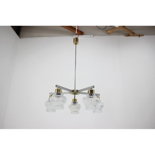 Vintage glass chandelier by Kamenicky Senov, Czechoslovakia 1970