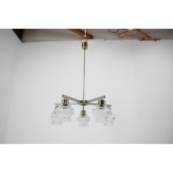 Image 1 of Lampadario in vetro vintage di Kamenicky Senov, Cecoslovacchia 1970