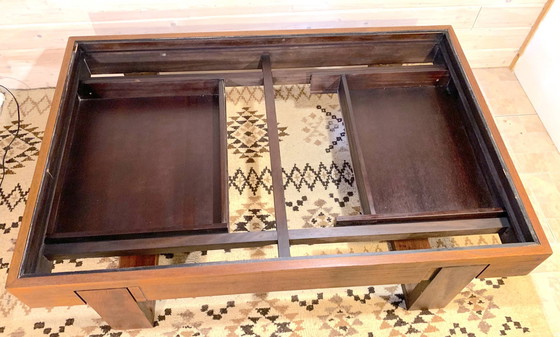 Image 1 of Rosewood Coffee Table, With Black Glass Top, Brazil 1970S