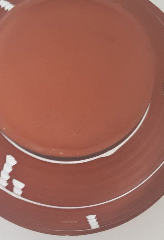 Image 1 of Vaso Brown Shards con smalto bianco colante, anni '50