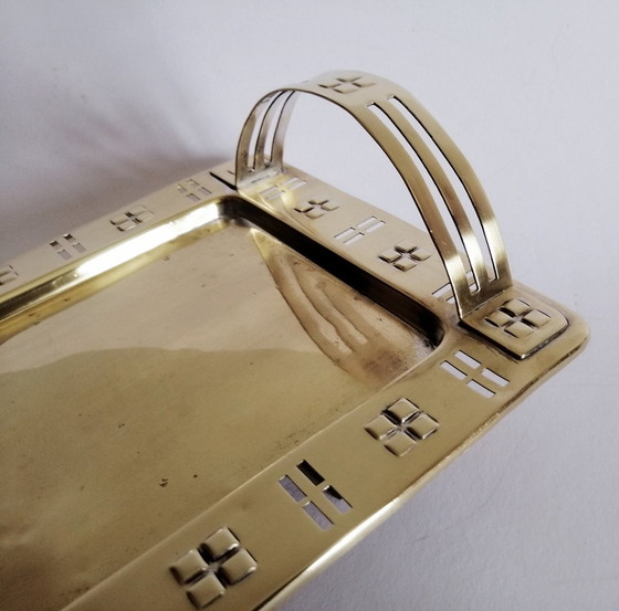 Image 1 of Hans Ofner Secessionist/Art-Deco Brass Serving Tray For Moritz Hacker Wien 1905