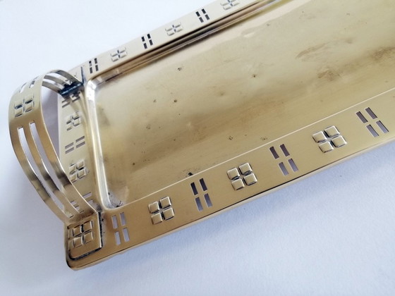 Image 1 of Hans Ofner Secessionist/Art-Deco Brass Serving Tray For Moritz Hacker Wien 1905